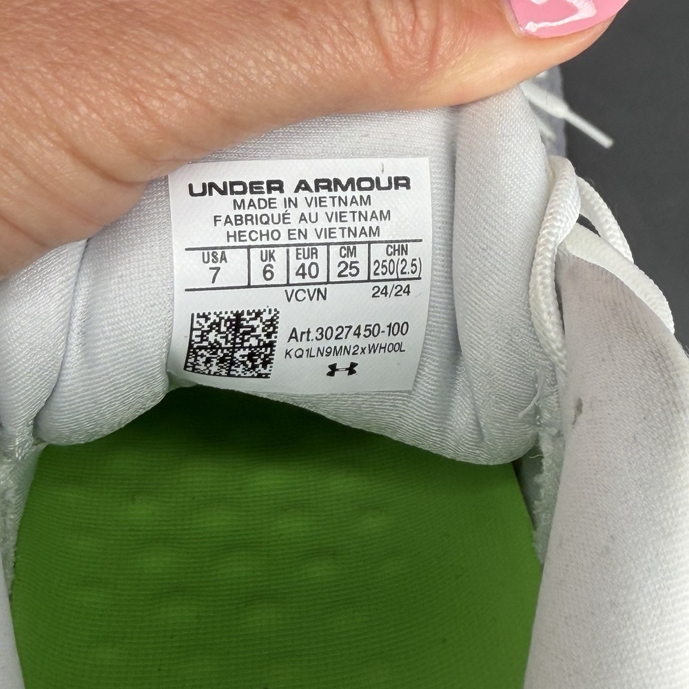 Under Armour Men 7 Women 8.5 Baseball/soft Cleats Shoes White UA Yard MT TPU 3.0 - Picture 10 of 13